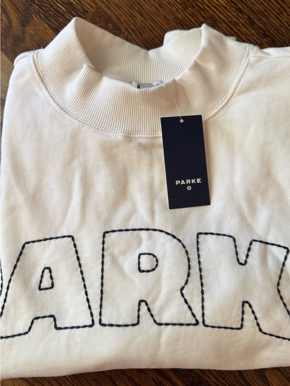 Parke Cream Logo Crewneck Sweatshirt- S/M - Picture 2 of 3